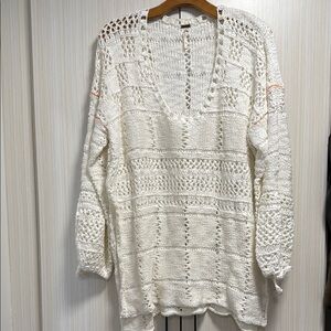 Cream crocheted knit sweater